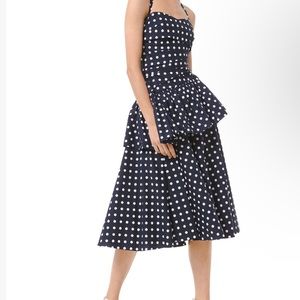 MICHAEL KORS silk dot ruched peplum halter dress